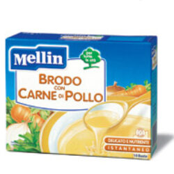 Brodo con Carne di Pollo Mellin, ricco di nutrienti idrosolubili della carne per dare al bambino la giusta dose di sali minerali e vitamine