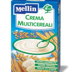 Crema Multicereali Mellin, buonissima base per la pappa ottenuta attraverso la particolare lavorazione delle farine di Mais, Riso, Frumento, Orzo e Avena